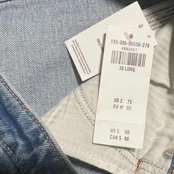 Abercrombie The Vintage Straight High Rise Jeans Size 30 Curve Love Long nwt